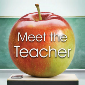 Picture of an apple with Meet the Teacher on it