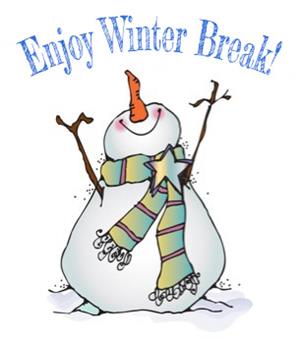Graphic of a snowman with the words ENJOY WINTER BREAK